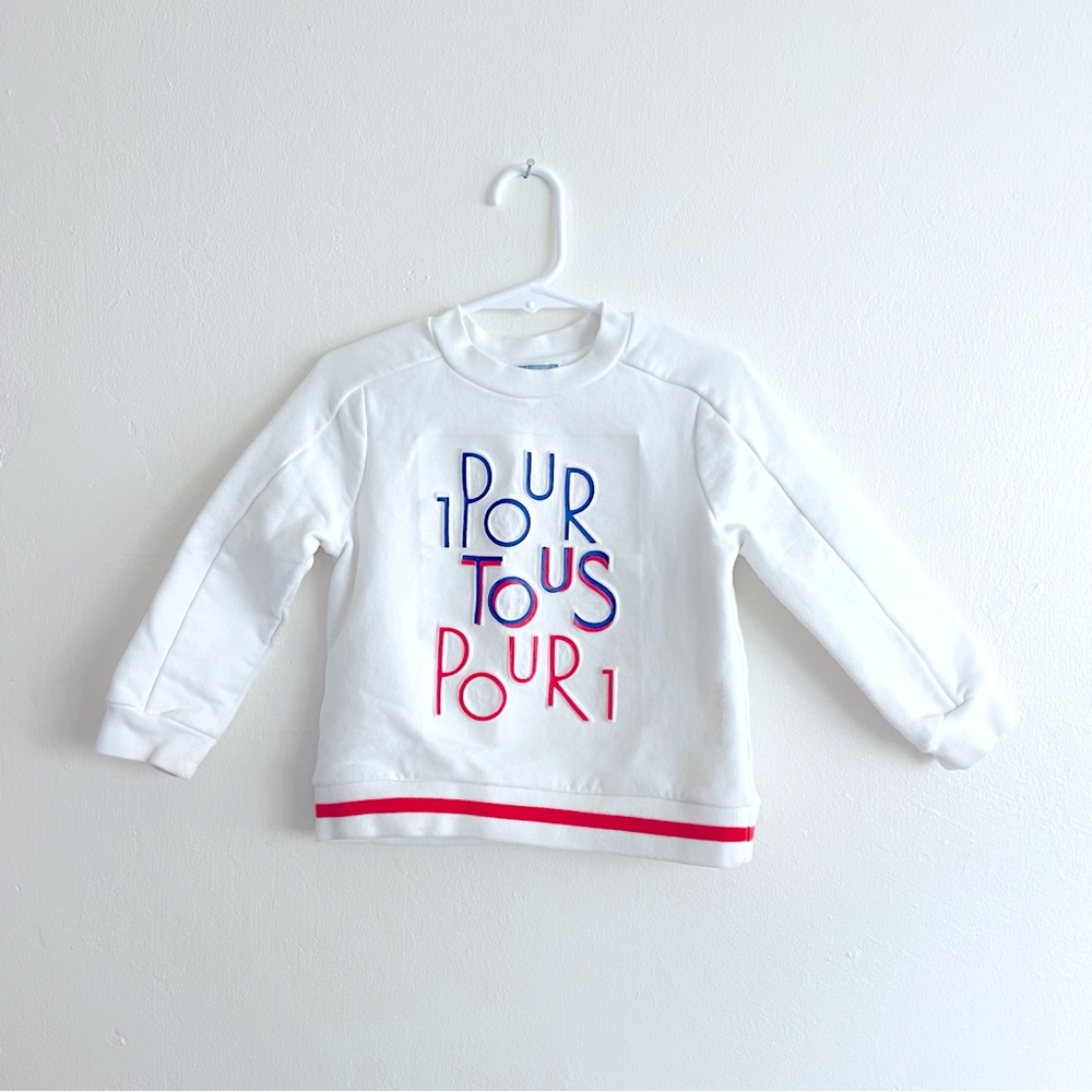Jacadi kid sweatshirt un pour tous all for one sporty French neon boy girl top